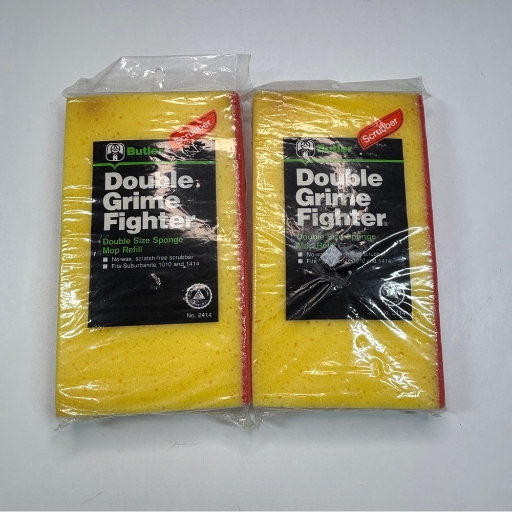3 Vtg BUTLER Double Grime Fighter Sponge Mop Refill 2414 Suburbanite 1010 & 1414